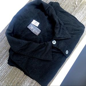 IBEX Merino Wool Men’s Black Button-Down Shirt